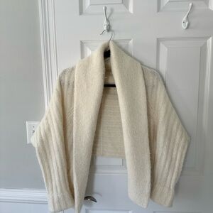 Vince Cream Cropped Shawl Collar Sweater